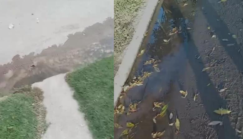 Pérdida de agua en la calle Ramos Mejía desde hace cuatro meses: vecinos ya no saben cómo reclamar