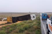 Volcó un camión de Pehuajó en Ruta 33 cerca de Bahía Blanca: chofer ileso
